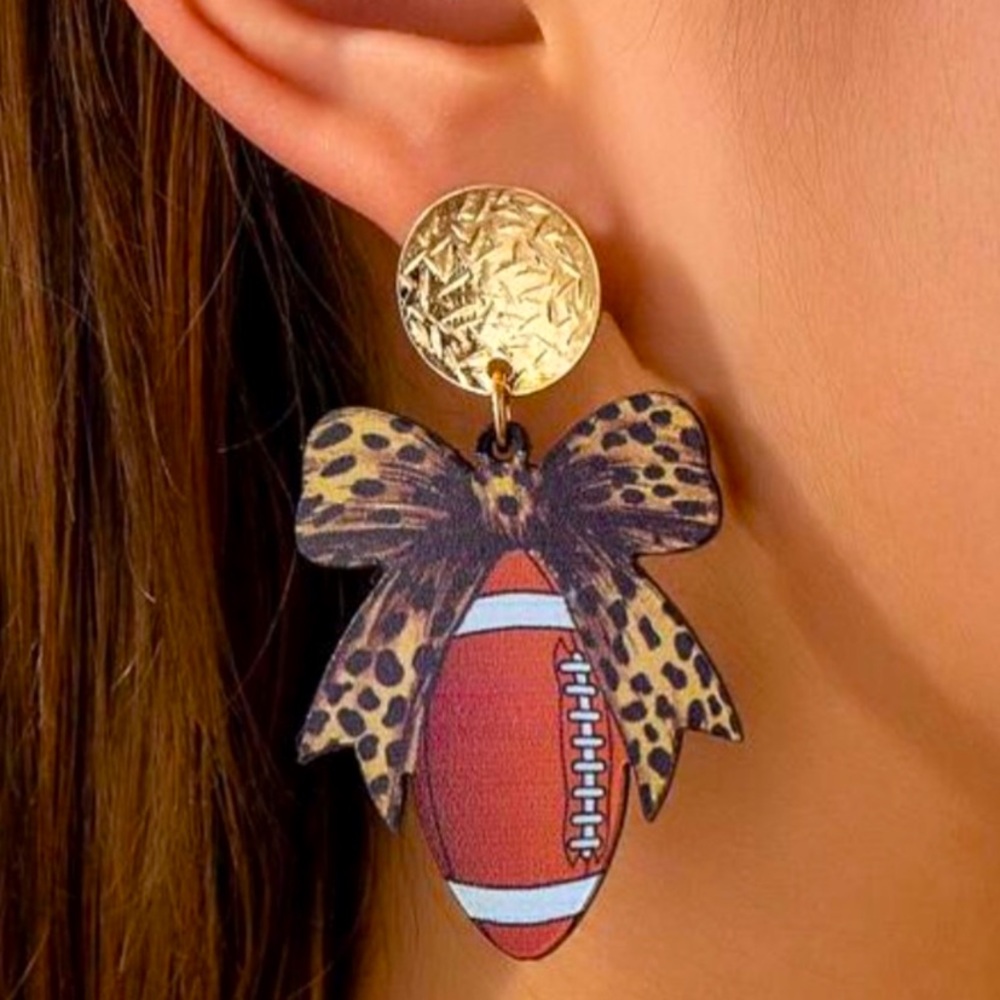 Acrylic Football Dangle Earrings